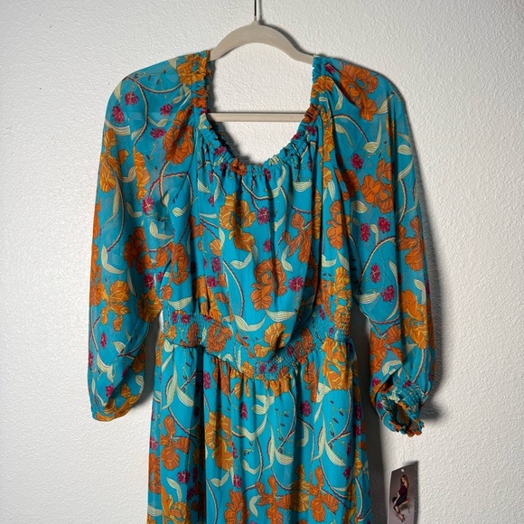 NWT Sofía Vergara Blue Caneel Bay Floral Off-Shoulder Maxi Dress Women’s Size XL - Picture 10 of 14